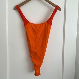 Outdoor voices tri-color orange swimsuit